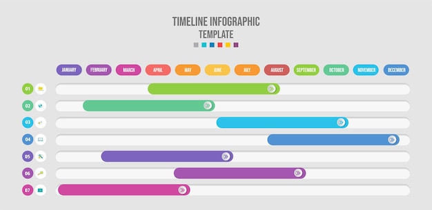 infographic template for business monthly modern timeline gantt chart with table
