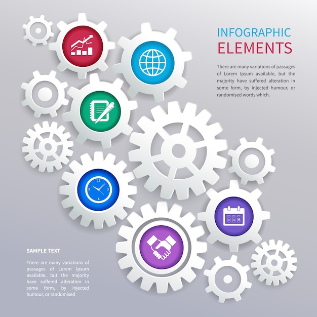 Infographic template with white gears