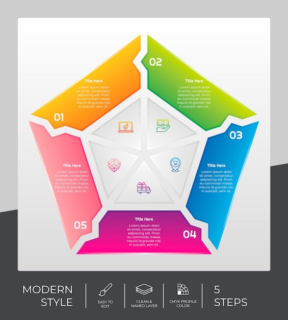 Infographic vector design with 5 steps can be used for workflow presentation and business purpose