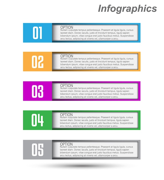 Infographics with steps and options banner for business design and website template