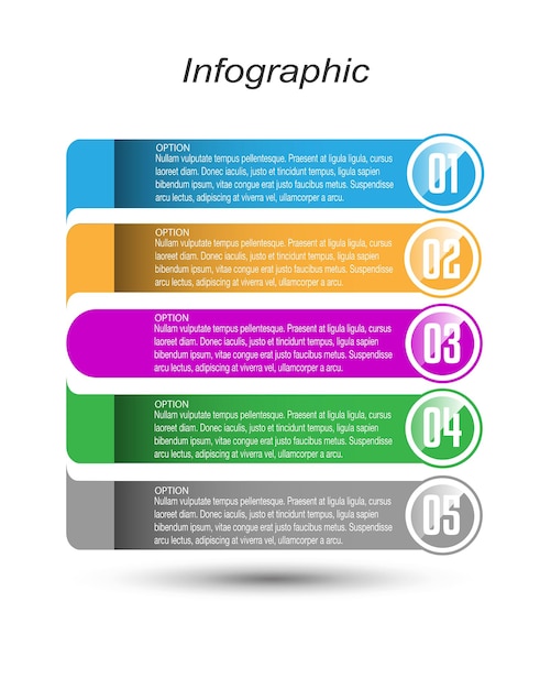 Infographics with steps and options banner for business design and website template