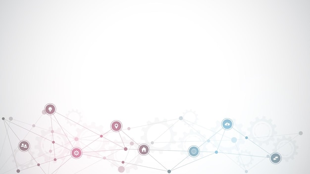 information technology background with infographic elements and flat icons digital technology