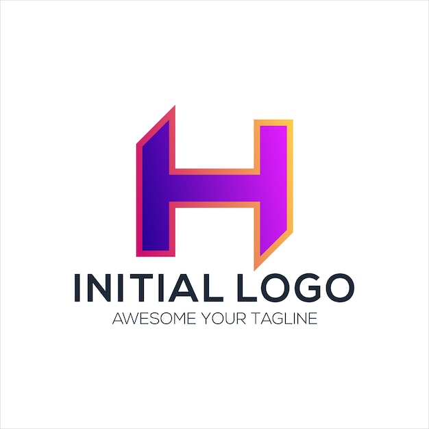initial h logo design gradient colorful
