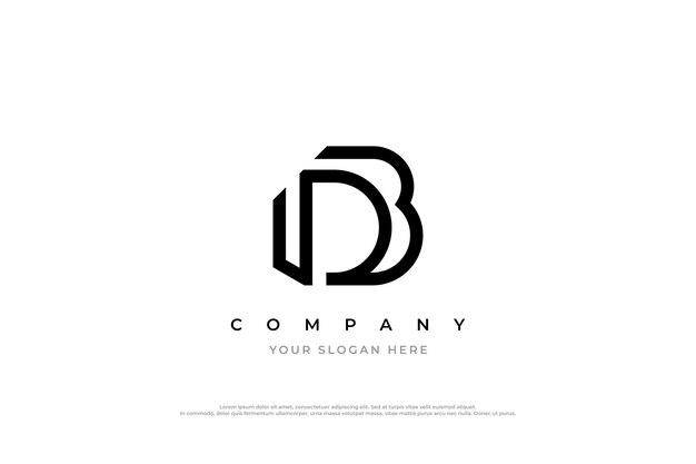 Initial Letter DB Logo or BD Logo Design Vector