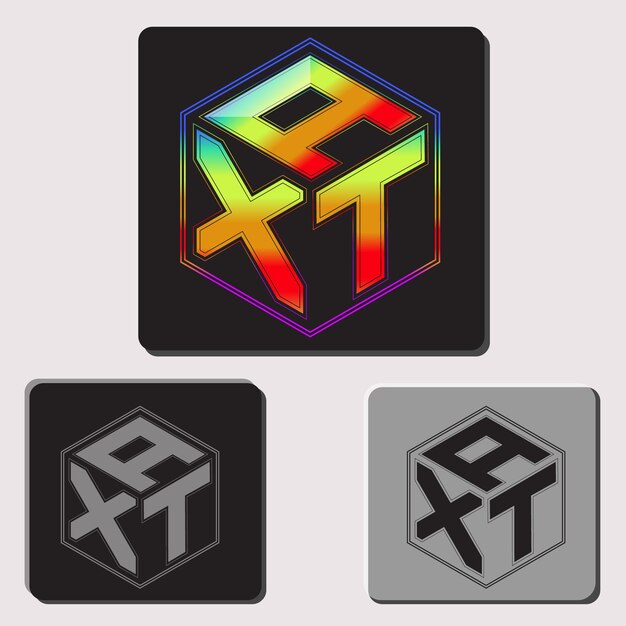 initial letters axt polygon logo design vector image