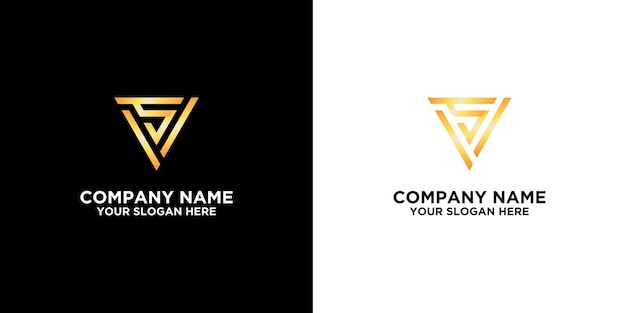 initial s in gold triangle logo designs template premium vector