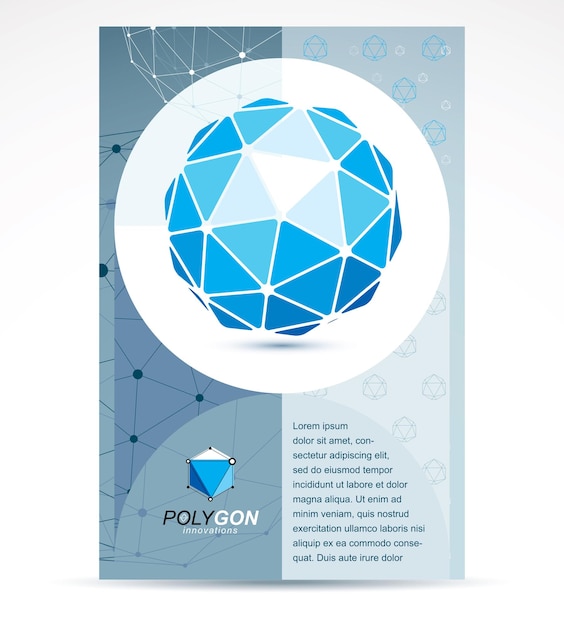 innovation technologies company presentation flyer. graphic vector illustration. isometric abstract vector blue low poly shape.