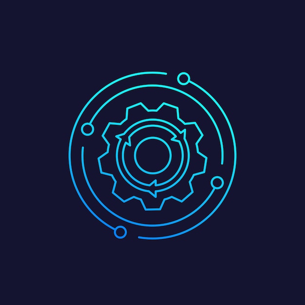 Integration icon gear and arrow linear