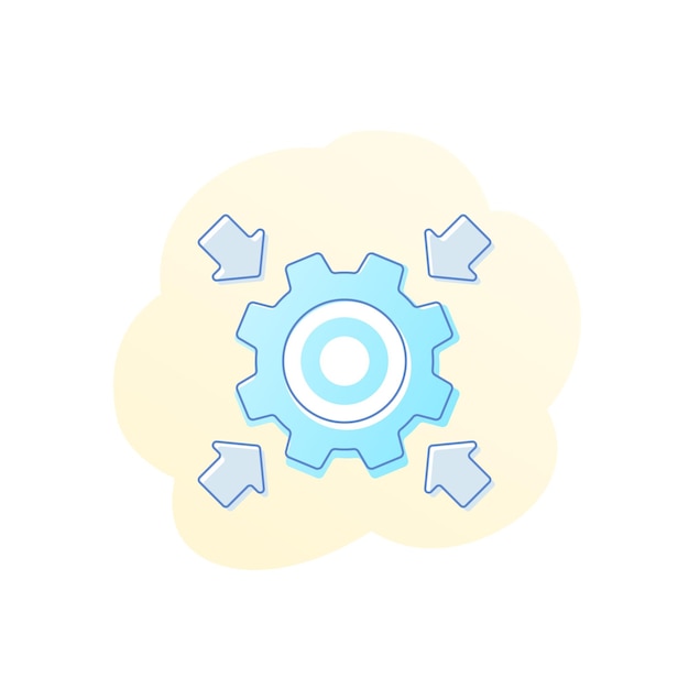 Integration vector icon with cogwheel gear