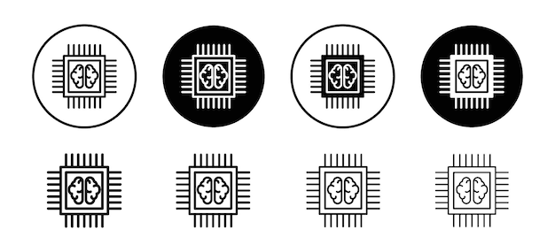 Intelligent system micro chip icon artificial intelligence or ai processor circuit with computing power set