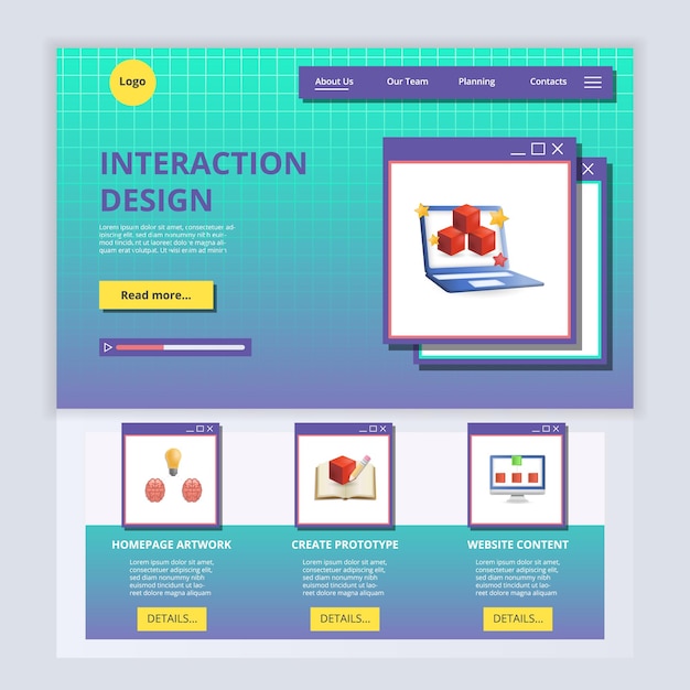 Interaction design flat landing page website template