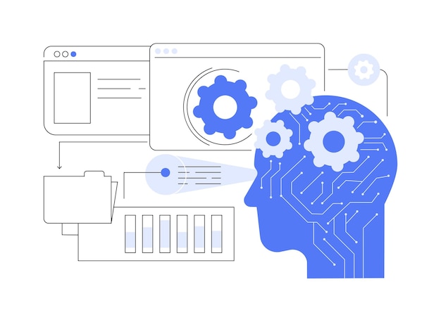 Interactive data visualization by ai abstract concept vector illustration data analysis generate