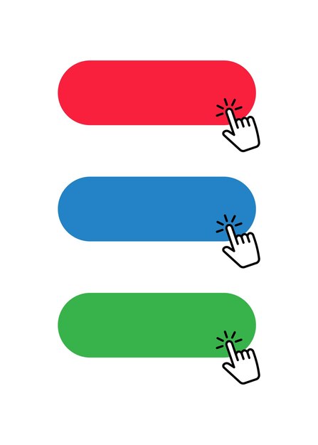 Interactive UI Buttons with Hand Cursor Click Pointers