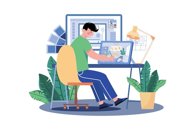 Interior Designer Illustration concept on white background