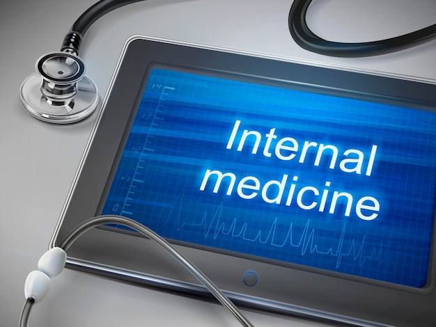 internal medicine words displayed on tablet