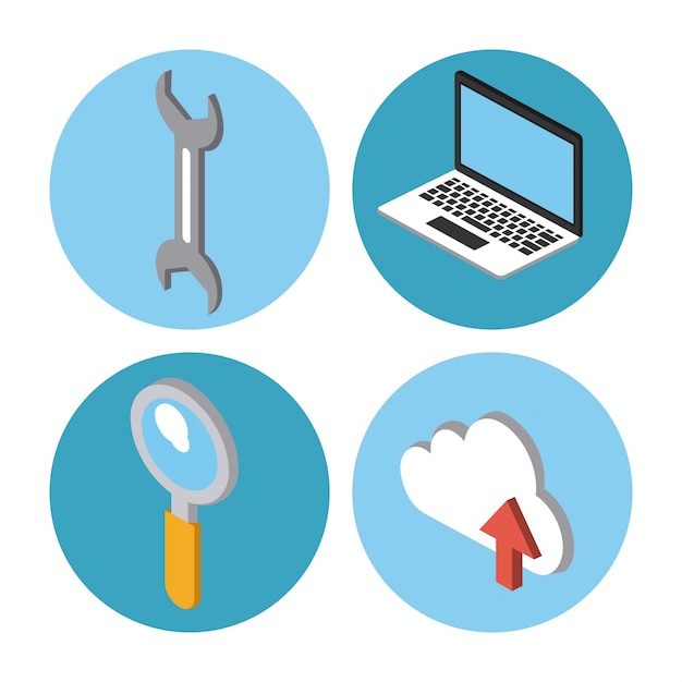 Internet and technology icons over white background vector illustration graphic design