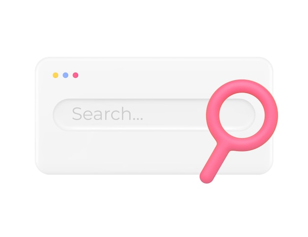Internet browser search bar information web site form navigation tab menu 3d icon realistic vector