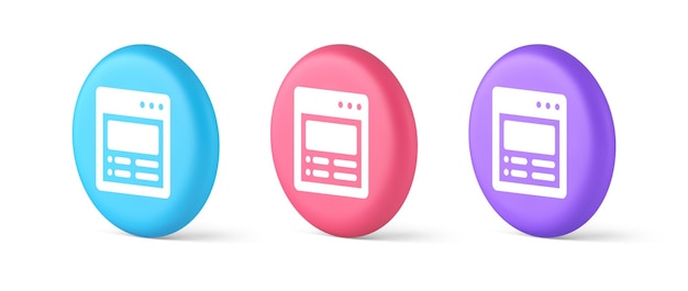 internet document tax form banking account web page button virtual interface 3d realistic icons