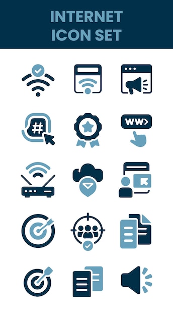 Internet icon set Website link web data domain modem hosting VPN connection online