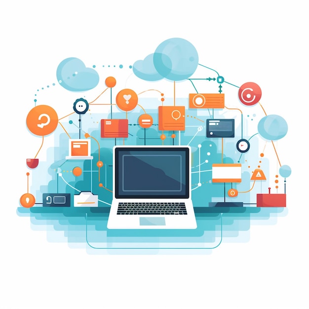 internet network communication web technology computer icon vector online website design