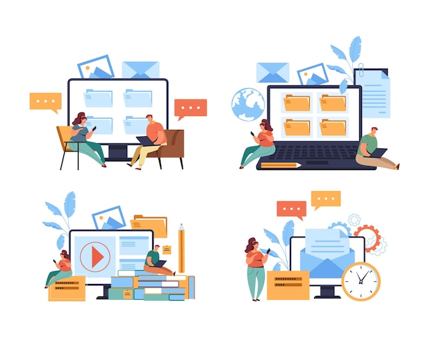 Internet online education learning website using and information searching concept