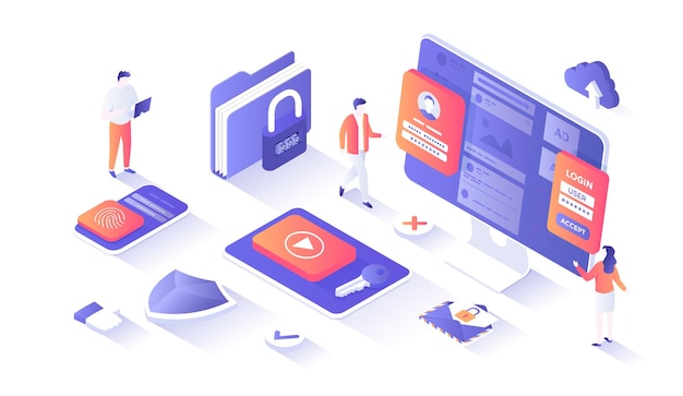 internet security cybersecurity protection of personal data password protection touch id face i
