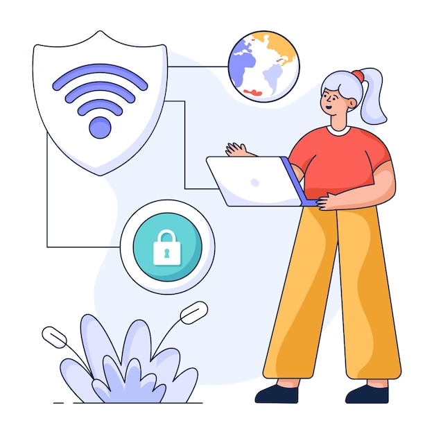 Internet security flat illustration is handy and scalable
