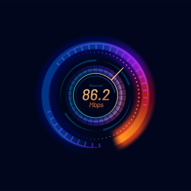 internet speed meter dial with gauge and arrow