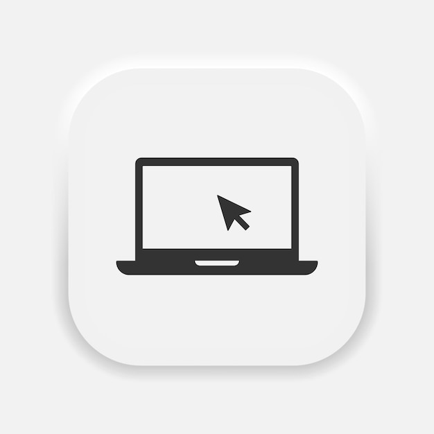 Internet vector icon Laptop pc computer with arrow cursor on display symbol in neumorphism style Vector EPS 10