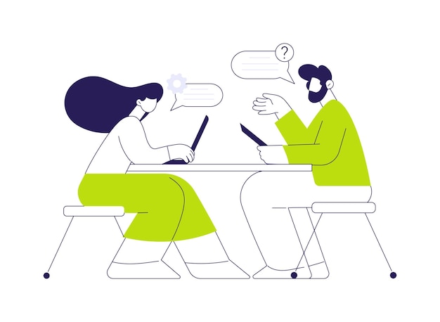 Interviewing a candidate abstract concept vector illustration