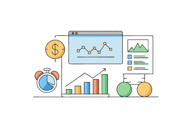 Investment Planning Vector Set Graphs Charts and Icons