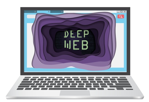 invisible or hidden web concept vector illustration. deep web lettering on laptop screen.