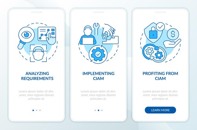 Involving CIAM in business blue onboarding mobile app screen