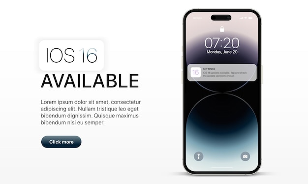 iOS 16 update notification with iPhone 14. The operating system for Apple's IOS 16 will be released.
