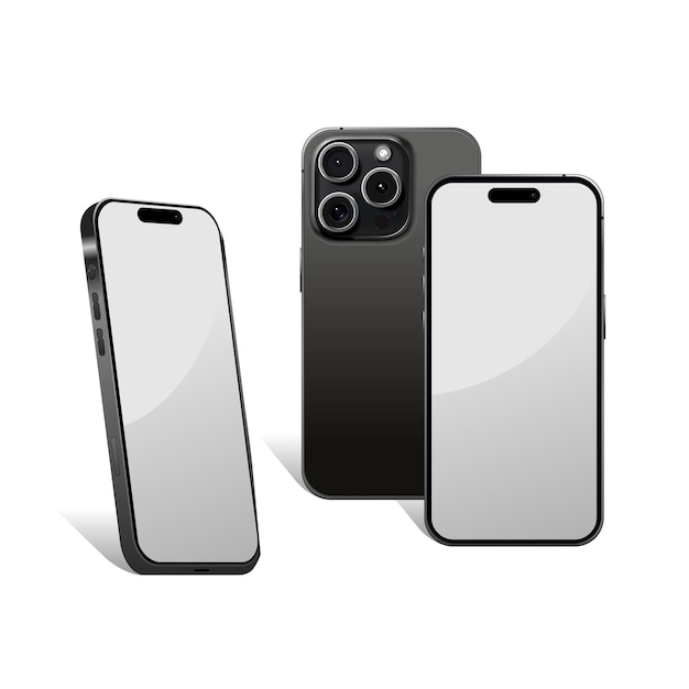 iPhone 15 Pro Perspective Smartphone Mockup white screen Vector illustration