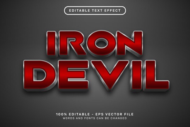 iron devil 3d text effect and editable text effect