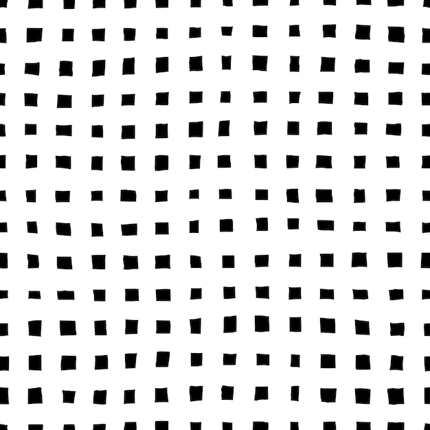 Irregular black checkered pattern Seamless hand drawn graphic print Chaotic vector illustration