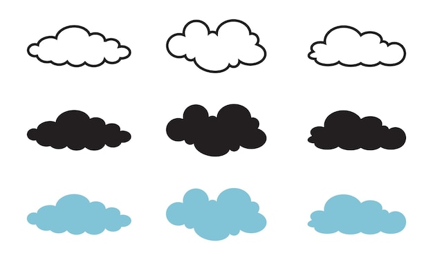 Isolated Cloud Shape In Outline Glyph And Flat Icons