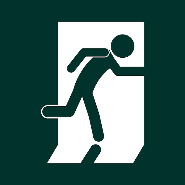 Isolated design label direction way of emergency exit fire exit sign exit building icon