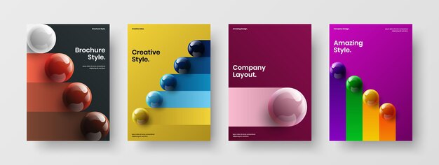 Isolated journal cover A4 vector design concept set