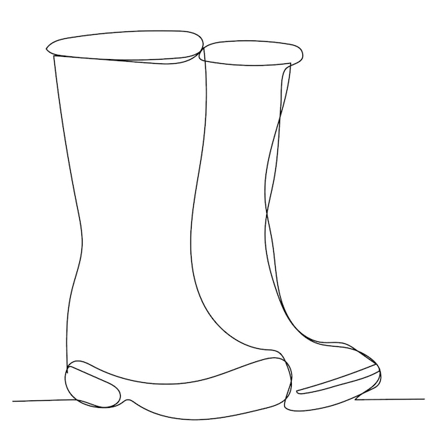 isolated one continuous line drawing boots