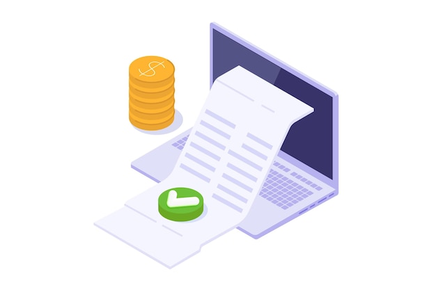 isometric approved credit bill payment approved concept vector illustration