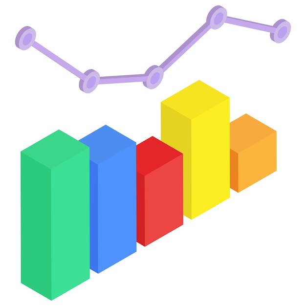 Isometric Bar Chart with Line Graph