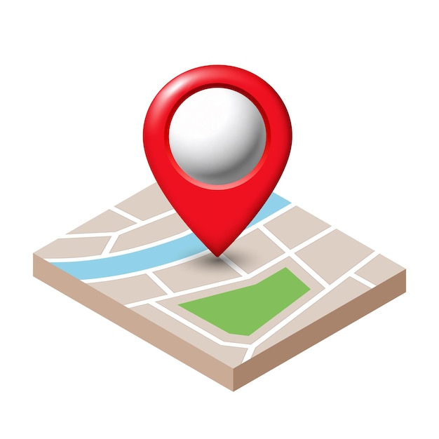 Isometric city map and map marker Vector illustration isolated on white background