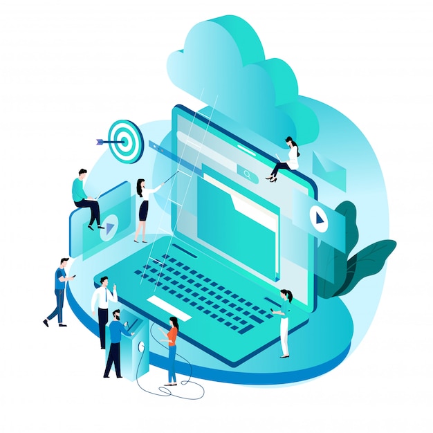 Isometric concept for cloud computing services
