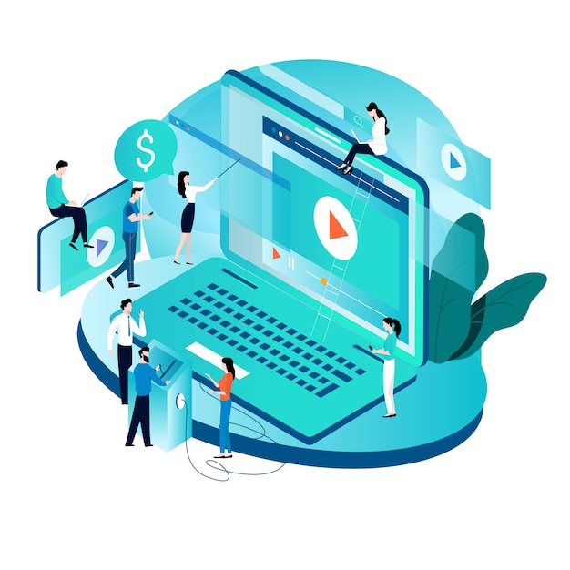 Isometric concept for video marketing campaign