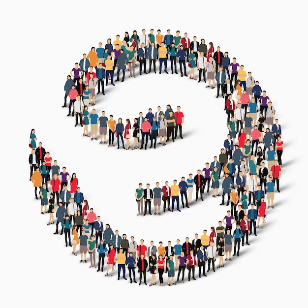 Isometric concept illustration of crowded people