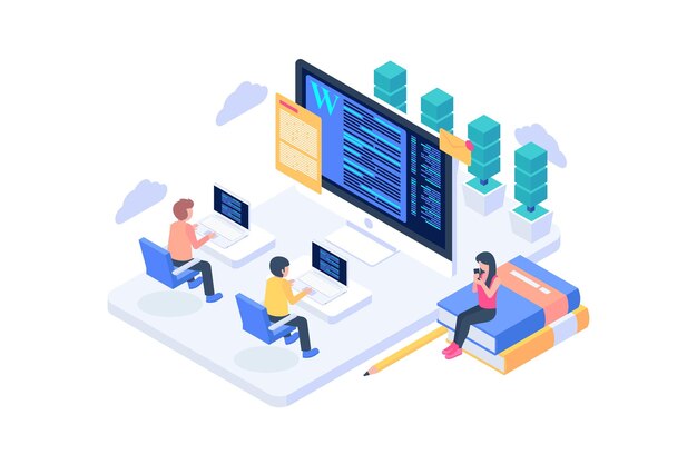 Isometric content writer concept