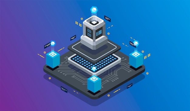 isometric design concept virtual reality and augmented reality.