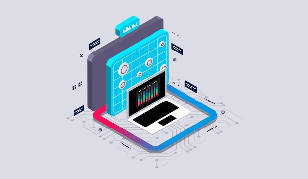 Isometric design concept virtual reality and augmented reality.